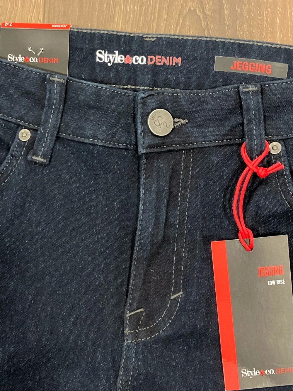 Style & Co. Dark Navy Knit Skinny Jeggings with Red Tag Accent - Picture 2 of 4